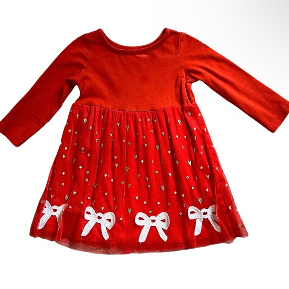 Hanna Andersson Christmas Dress with Tulle and bow embroidered details Sz 2T - Picture 2 of 10